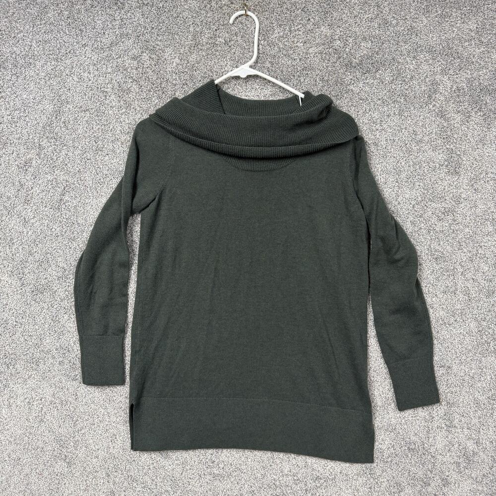 LOFT Sweater Womens M Green Cowl Neck Minimalist Capsule Layering Cozy